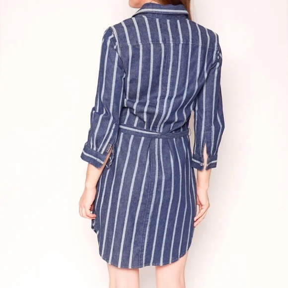 7 For All Mankind Denim Stripe Shirt Dress - Picture 3 of 11